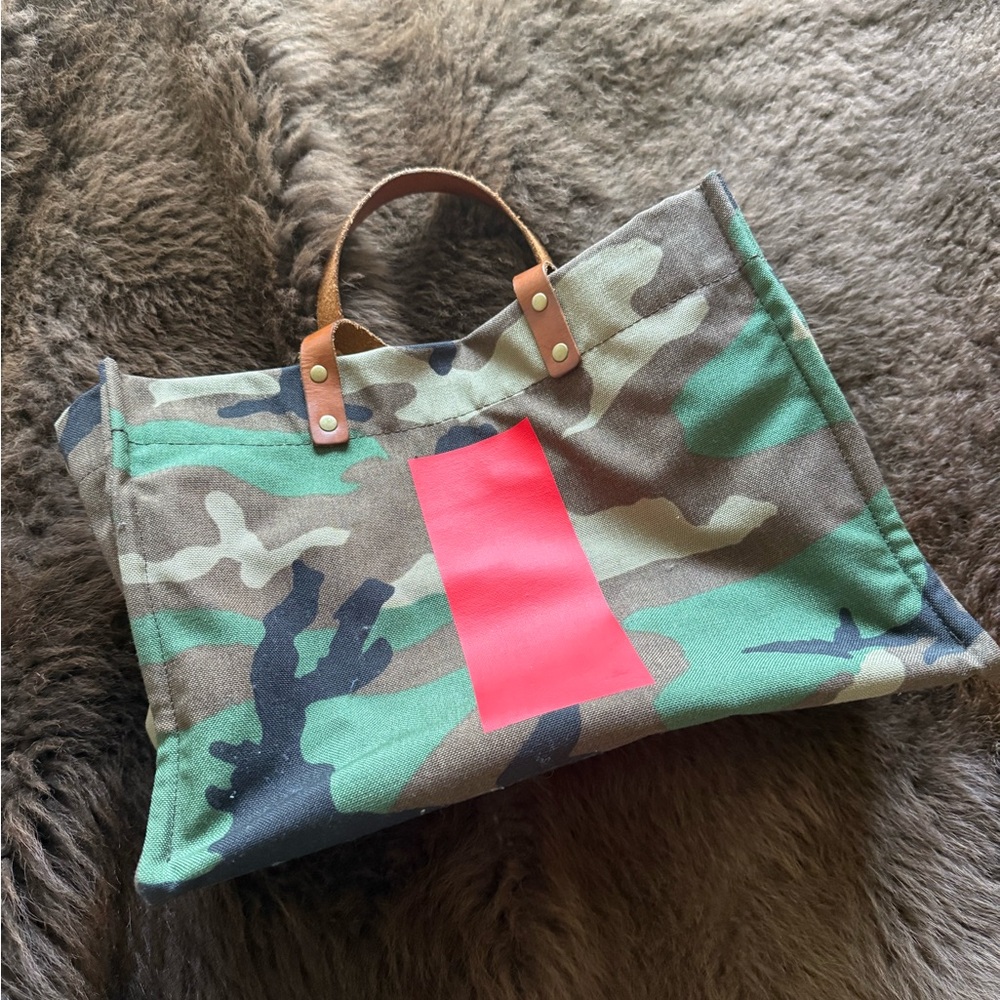 Camouflage Crossbody Bag with Red Accent
